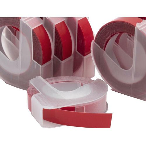 4062692055450 - 10x 3D Prägeband-Schriftband Kassette weiß auf rot kompatibel mit Dymo 1805 1855 Jet Junior Mini Omega Etiketten-Drucker 9mm - Vhbw