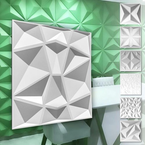 4251874656367 - Hexim - 3D Wandpaneele aus pvc Kunststoff - weiße Wandverkleidung mit 3D Optik - Diamond Motive 1 Platte   Muster HD094