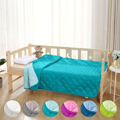 4251474132728 - Kinder Microfaser Steppbett im Wende-Design 135x200 – OekoTex türkis und helltürkis kochfest 95° Leichtsteppbett Krabbeldecke i ohne Bezug verwendbar