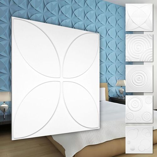 4251874657968 - Hexim - 3D Wandpaneele aus pvc Kunststoff - weiße Wandverkleidung mit 3D Optik - Kringel Motive 1 Platte Muster HD091 4251874657968 - Hexim - 3D Wandpaneele aus pvc Kunststoff - weiße Wandverkleidung mit 3D Optik - Kringel Motive 1 Platte Muster HD091
