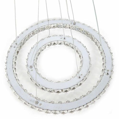 0768788601443 - Senderpick - 48W led Hängelampe Kristall 2 3 Ringe Deckenlampe Kronleuchter Pendelleuchte + Fernbedienung Dimmbar