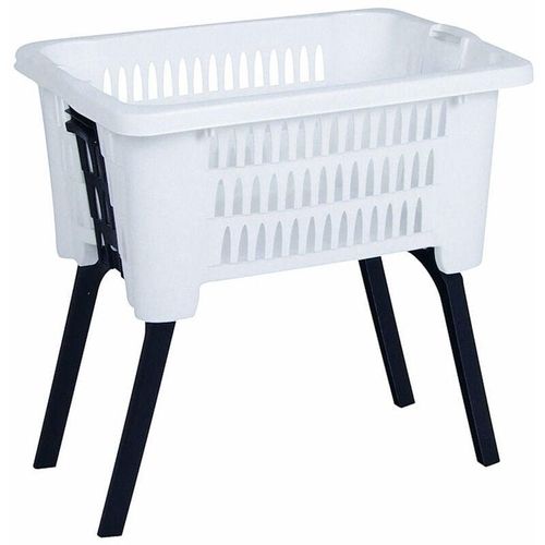 4260273050799 - Spetebo - Wäschekorb mit klappbaren Füßen 60 x 40 cm - weiß - Kunststoff Stand Wäschebox Korb