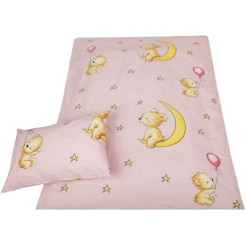 4046785170787 - Bestlivings - Kinder Bettwäsche 2-tlg ( 100x135cm   40x60cm ) Bettdecken Set 100% Baumwolle - Babybettwäsche mit Motiv - Bärchen Rosa - Bärchen Rosa