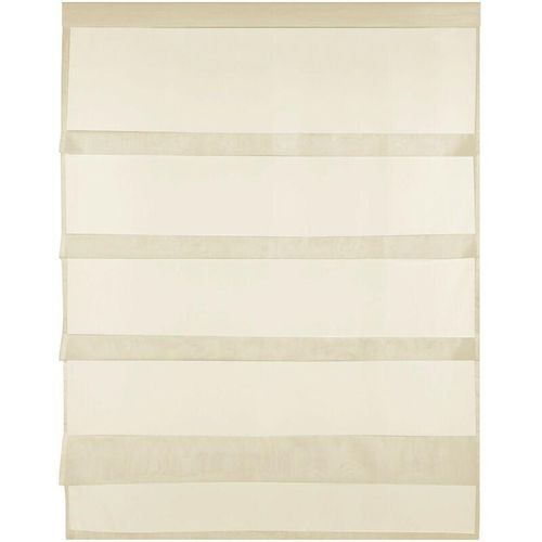 4059222174903 - Transparente Bistrogardine Raffoptik mit Stangendurchzug in Voile schlicht und modern in vielen verschiedenen Farben erhältlich (80 x 110 cm   beige