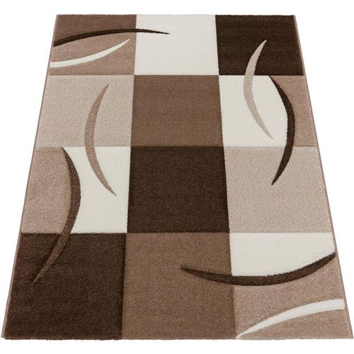 4250857520756 - Designer Teppich mit Konturenschnitt Karo Muster Braun Beige 60x110 cm - Paco Home 4250857520756 - Designer Teppich mit Konturenschnitt Karo Muster Braun Beige 60x110 cm - Paco Home