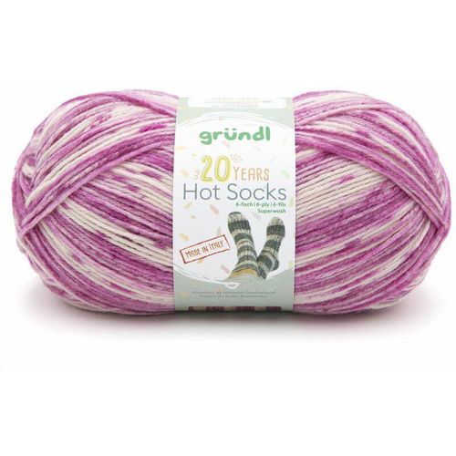 4036014262734 - Gründl - Sockenwolle Hot Socks 150 g 6-fach orchidee-himbeer-malve-weiß Garn