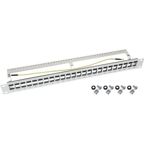 4010537634612 - 66446-07 stp Keystone-Patchpanel für Serverschrank 24 Ports RJ45 19 Zoll Lichtgrau - HMF
