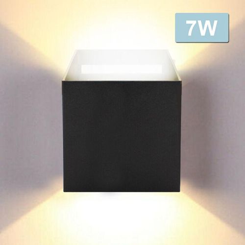 0726504019378 - Swanew - led Wandlampe Außen Wandleuchte Modern Wandleuchten Wasserdicht Treppen Eingangsflur Lampe Square Up down Light Deko 7W Schwarz Warmweiß