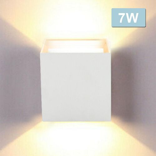 0726504019415 - Swanew - led Wandlampe Außen Wandleuchte Modern Wandleuchten Wasserdicht Treppen Eingangsflur Lampe Square Up down Light Deko 7W Weiß Warmweiß