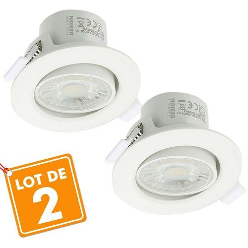 3700710819295 - Eclairage Design - 2er Set Valence LED-Einbaustrahler 8W verstellbar Equ 75W Température de Couleur Blanc Chaud 3000K