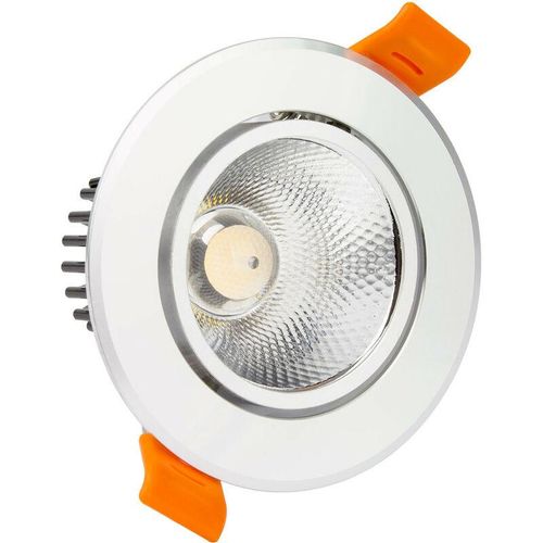 8445044025381 - Ledkia - led Downlight Einbaustrahler 12W cob Schwenkbar Rund Silber Schnitt ø 90 mm No Flicker No Flicker 6000K Kaltweiß