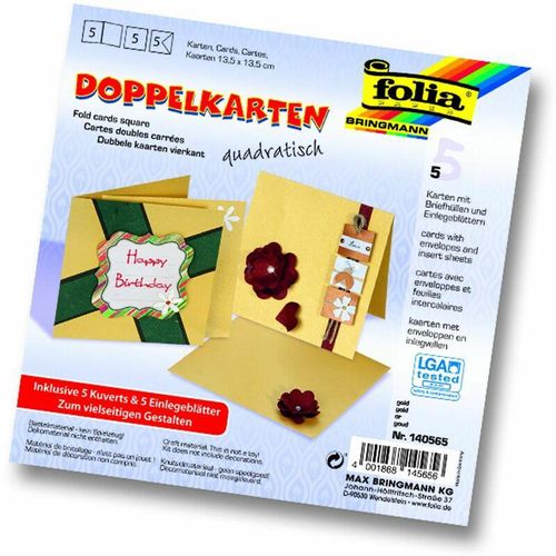 4001868145656 - Glorex Gmbh - Glorex Doppelkarten 135 x 135 cm gold 5 Stück Bastelpapier