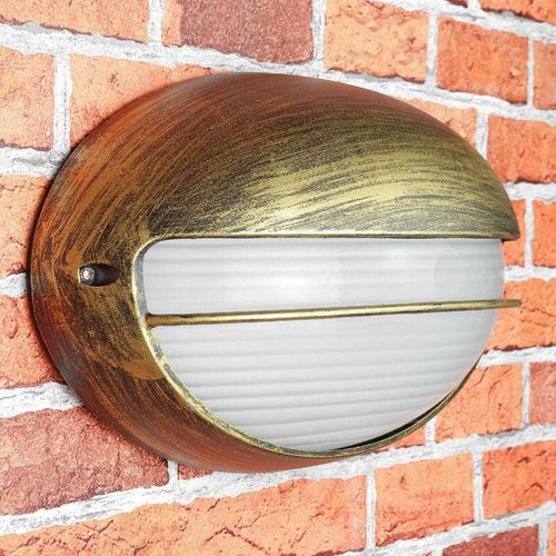 4251254269651 - Licht-erlebnisse - Rustikale Wandlampe IP44 amsterdam oval Ziergitter - Gold Antik