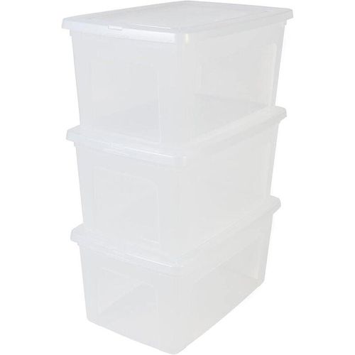 8716382165344 - 3er-Set Aufbewahrungsboxen 50 l durchsichtig stapelbar Wohnzimmer Schlafzimmer - Modular Clear Box MCB-50 - Transparent - Iris Ohyama