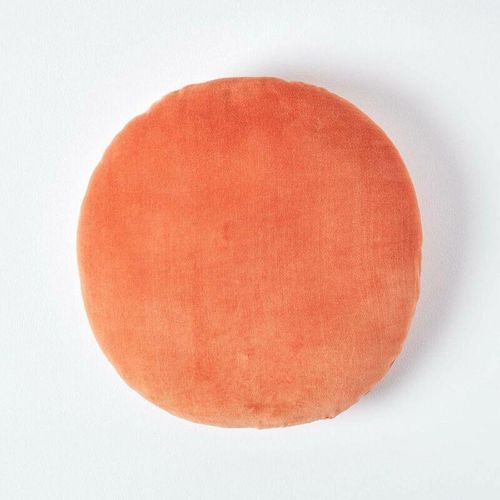 5056280700999 - Samt Kissen 40 cm rund orange - Orange - Homescapes
