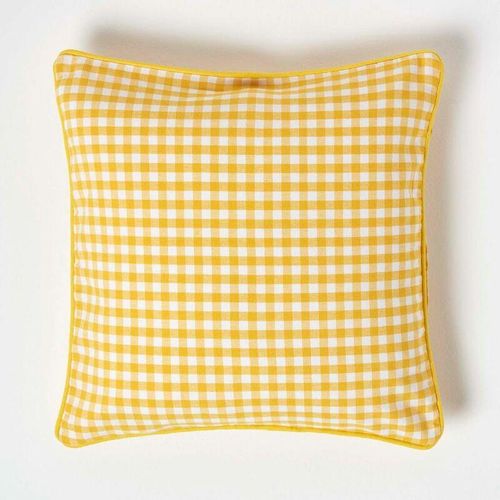 5055967414068 - Gingham-Kissenbezug aus Baumwolle 45 x 45 cm gelb - Gelb - Homescapes