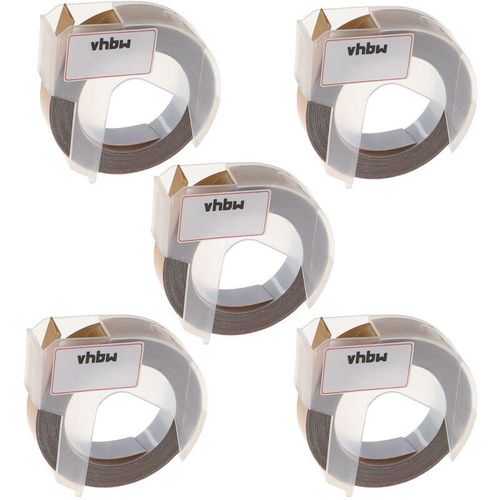 4065705503382 - 5x 3D Prägeband-Schriftband-Kassette Ersatz für Dymo 0898140 für Etiketten-Drucker 9mm Weiß auf Gold - Vhbw