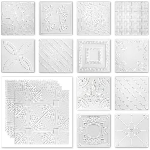 4251874663433 - Hexim - Deckenplatten Styropor xps - weiß viele Motive 50x50cm - Sparpaket Nr01 bis Nr69 Nr24 2 m²   8 Platten