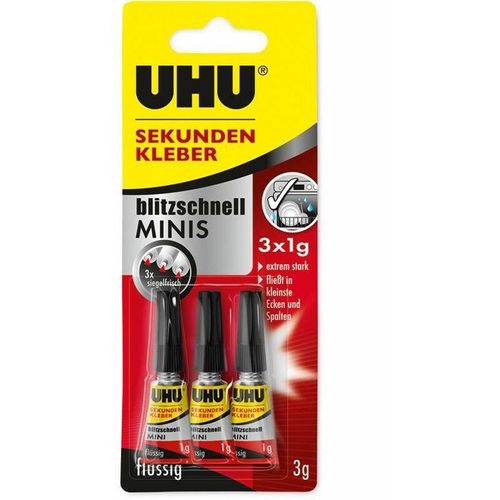 4026700454406 - Sekundenkleber blitzschnell Minis 3 g (3 x 1 g) flüssig Sekundenkleber - UHU