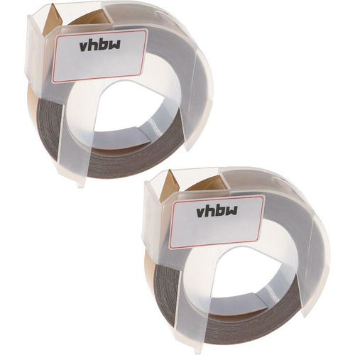 4065705182426 - 2x 3D Prägeband-Schriftband-Kassette kompatibel mit Dymo 1535 1540 1550 1570 1575 1745 1755 Etiketten-Drucker 9mm Weiß auf Gold - Vhbw