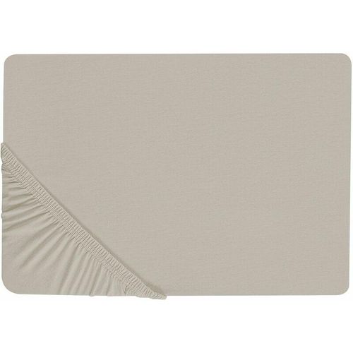 4255664807755 - Beliani - Spannbettlaken Taupe Baumwolle 90 x 200 cm mit Hohem Steg Gummizug Steghöhe 30 cm Modern für Matratze Schlafzimmer Ausstattung Zubehör