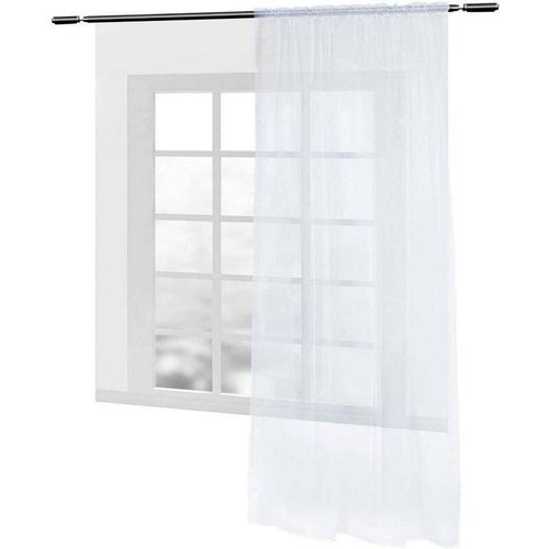 4063425026105 - Gardinen transparent mit Kräuselband Stores Voile (1 Stück) weiß 140x245 cm - weiß - Woltu