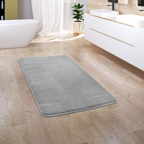 4061981172588 - Badezimmerteppich Badematte Badteppich Badvorleger Flauschig Memory Foam 3D 50x80 cm Grau 3 - Paco Home