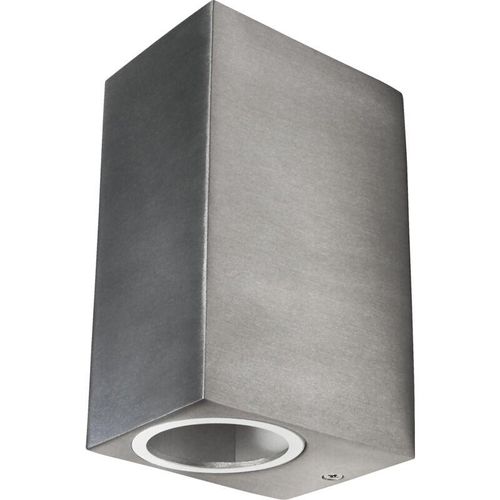 4250967315242 - Mcshine - Wandleuchte Square-E Edelstahl-Optik IP44 2x GU10 Aluminium Gehäuse