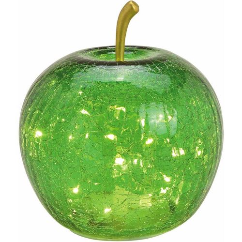 4260700657553 - Spetebo - led Glas Apfel 16 cm - grün - Deko Frucht in Bruchglas Optik Batterie betrieben mit Timer