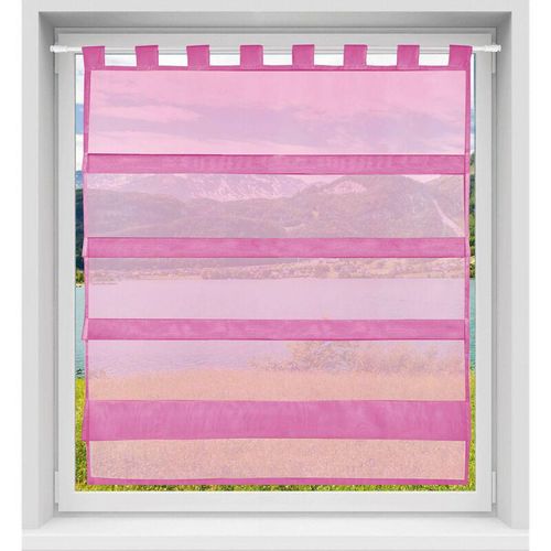 4251028172316 - Bestlivings - pinke Bistrogardine Transparent mit Schlaufen in 90x110 cm ( BxL ) in vielen Varianten erhältlich - Pink