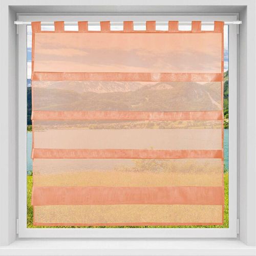 4251028172354 - Bestlivings - orange Bistrogardine Transparent mit Schlaufen in 100x110 cm ( BxL ) in vielen Varianten erhältlich - Orange