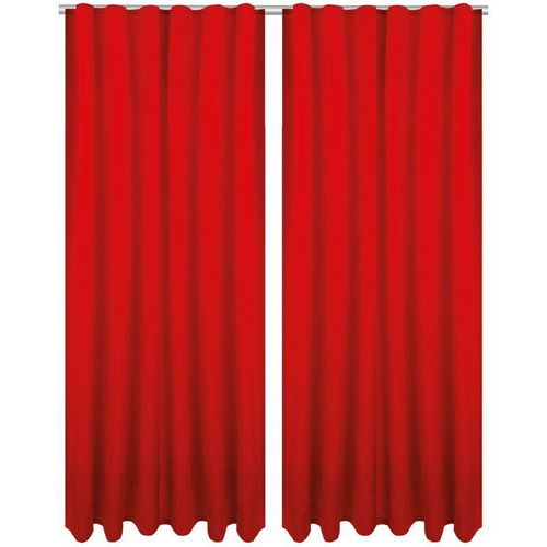 4251028151304 - Bestlivings - Dekoschal Ellen mit Universalband 2er Pack inkl Raffhalter & Raffhaken Größe 140 x 145cm Farbe rot - kaminrot - Rot