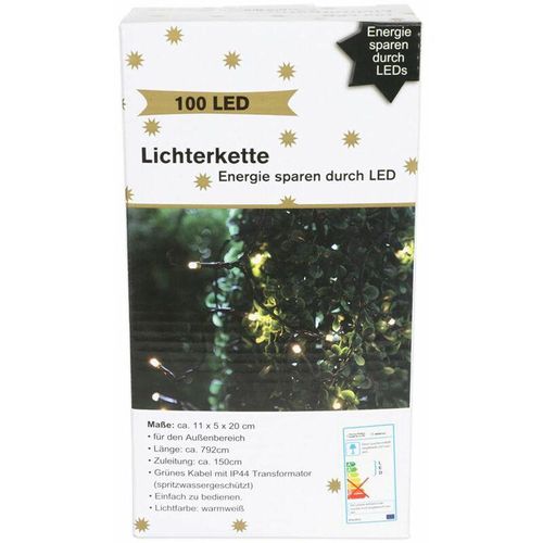 4251699816915 - Buri - Aussen-Lichterkette mit 100 LEDs warmweiss Weihnachtsdeko Weihnachtsbeleuchtung