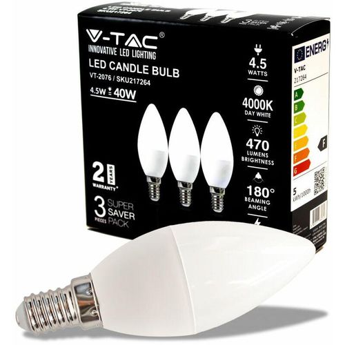 3800157680318 - Vtac - v-tac LED-Glühbirne E14 45W Candela 4000K (Box 3 Stück)