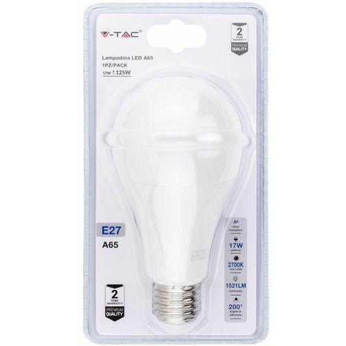 3800157656047 - Vtac - v-tac Lampadina led E27 17W A65 3000K (Blister 1 Pezzo)