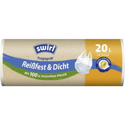 4008871215635 - Swirl® Müllbeutel Reißfest mit Tragegriff 20 Liter Besonders reißfeste dichte und tropfsichere Müllsäcke 1 Rolle = 20 Beutel