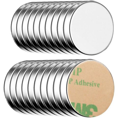 4260545435590 - Ecence - Neodym Klebe-Magnete 20x selbstklebend Magnet Scheibe stark rund klein 10x15mm