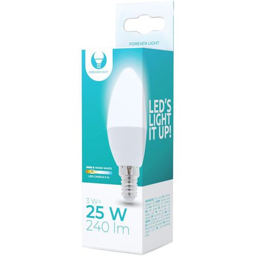 4251810810013 - Forever - 10 Stück ] Light led E14 3W ersetzt 25W Glühibrne Leuchtmittel C37 3000K Warmweiß 240 Lumen Kerzenform Energiesparlampe