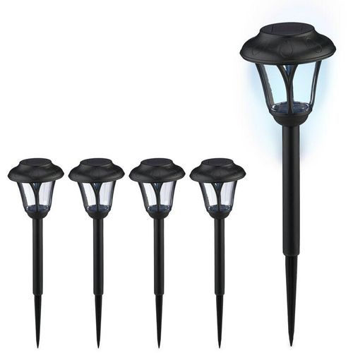 4052025974039 - Solarlampen 5er Set led Solarlicht mit Erdspieß HxD 39 x 11 cm moderne Gartenbeleuchtung draußen schwarz - Relaxdays