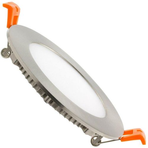 8445044039593 - Ledkia - LED-Deckeneinbauleuchte 6W Rund SuperSlim Silber Rahmen Schnitt ø 110mm Kaltes Weiß 6000K - 6500K 120º