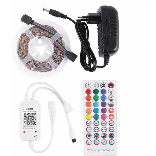 8445152217647 - Greenice - Strip Kit 36W 1500Lm 150 LEDs 5 Meter rgb Blister Transformator Controller Bluetooth-Steuerung IP20 40000H [CA-KITRGB-5M]