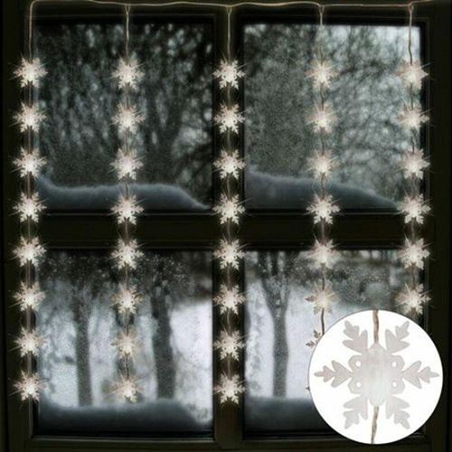 4250407302962 - Buri - led Lichtervorhang Schneeflocken 75x85cm Weihnachtesdeko 40 Lichter Fensterdeko