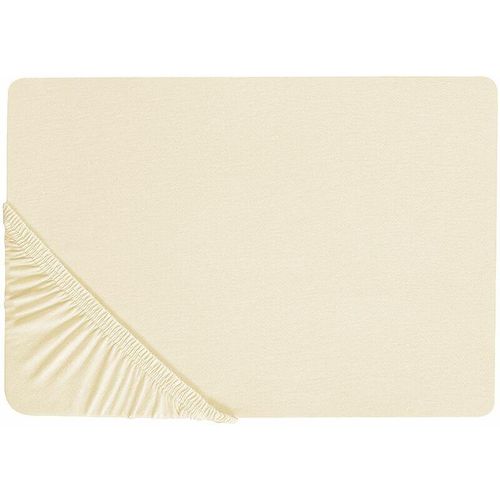 4255664808011 - Beliani - Spannbettlaken Beige Baumwolle 140 x 200 cm mit Hohem Steg Gummizug Steghöhe 30 cm Modern für Matratze Schlafzimmer Ausstattung Zubehör