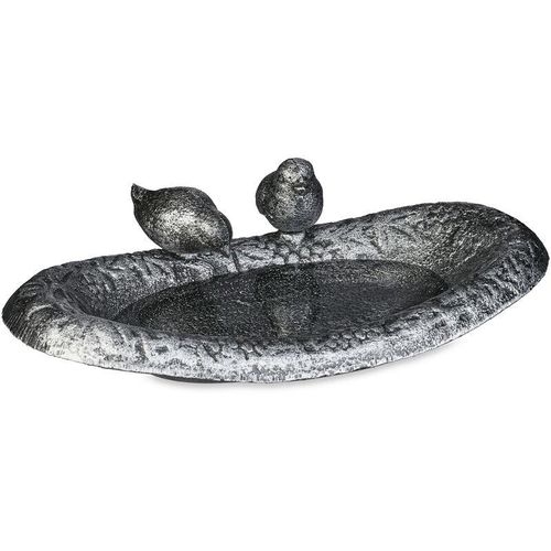 4052025449049 - Relaxdays - Vogeltränke Gusseisen Gartendeko HxBxT 65 x 24 x 125 cm Vogelfutterstelle Wasserschale Vogelbad silber