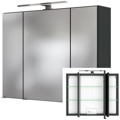 4251324908930 - Lomadox - 3D Spiegelschrank 60 cm in Graphitgrau LOUROSA-03 inkl LED-Aufbauleuchte b h t ca 60 66 20 cm - grau