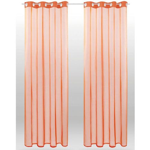 4059222003449 - Bestlivings - Transparente Orange Gardine mit Ösen 2er Pack (B140 x L175) viele Varianten erhältlich - Orange