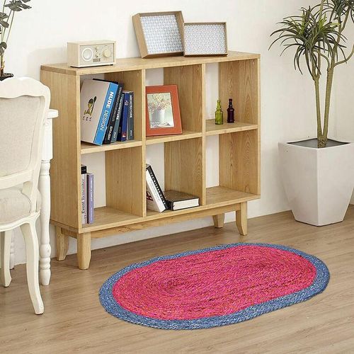 4250407334772 - Jute-Teppich oval 90x60cm Läufer Vorleger Brücke Juteteppich Wohnzimmerteppich - Buri