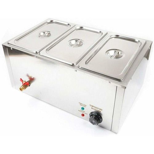 0738633564414 - Senderpick - 220V Wasserbad Speisenwärmer Elektrischer Bain Marie Buffet Dampfgarer Suppenstation Warmhalteplatte 850W 3X7L3 Topf Aufsatzwärmer