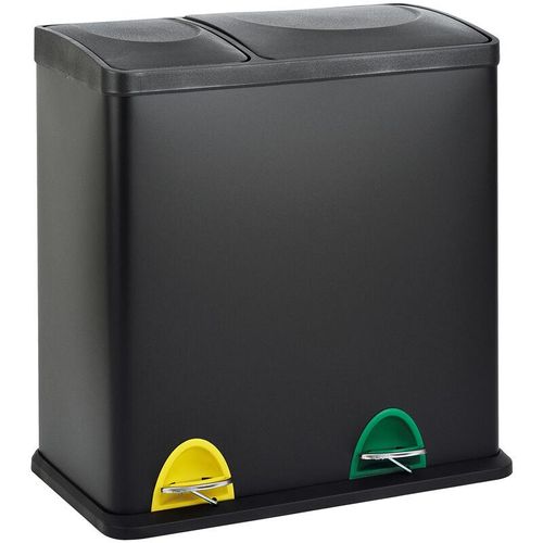 4250815327717 - TC2Combo35 Mülleimer 35 Liter 12+23l Treteimer Trennsystem Küche Schwarz - Svita