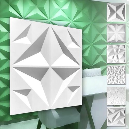 4251874656329 - Hexim - 3D Wandpaneele aus pvc Kunststoff - weiße Wandverkleidung mit 3D Optik - Diamond Motive 1 Platte   Muster HD018